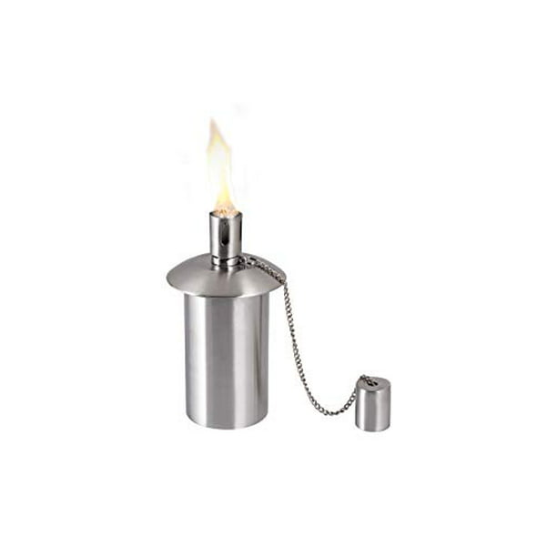 Firefly Brushed Stainless Steel Tiki Torch Canister Replacement with Fiberglass Wick and Snuffer 6-7/8 Inches Tall Fits Greater Than 2-5/8-Inch Diameter Bamboo Outdoor Patio Tiki Torches 